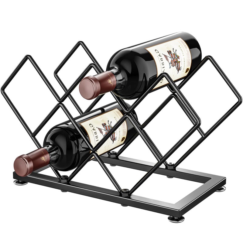 POKIPO Countertop Wine Rack - 7 Bottles Metal Small Wine Rack Wine Bottle Holder Storage Space Saving for Home Kitchen Bar Tableop Cabinet Pantry - Image 1