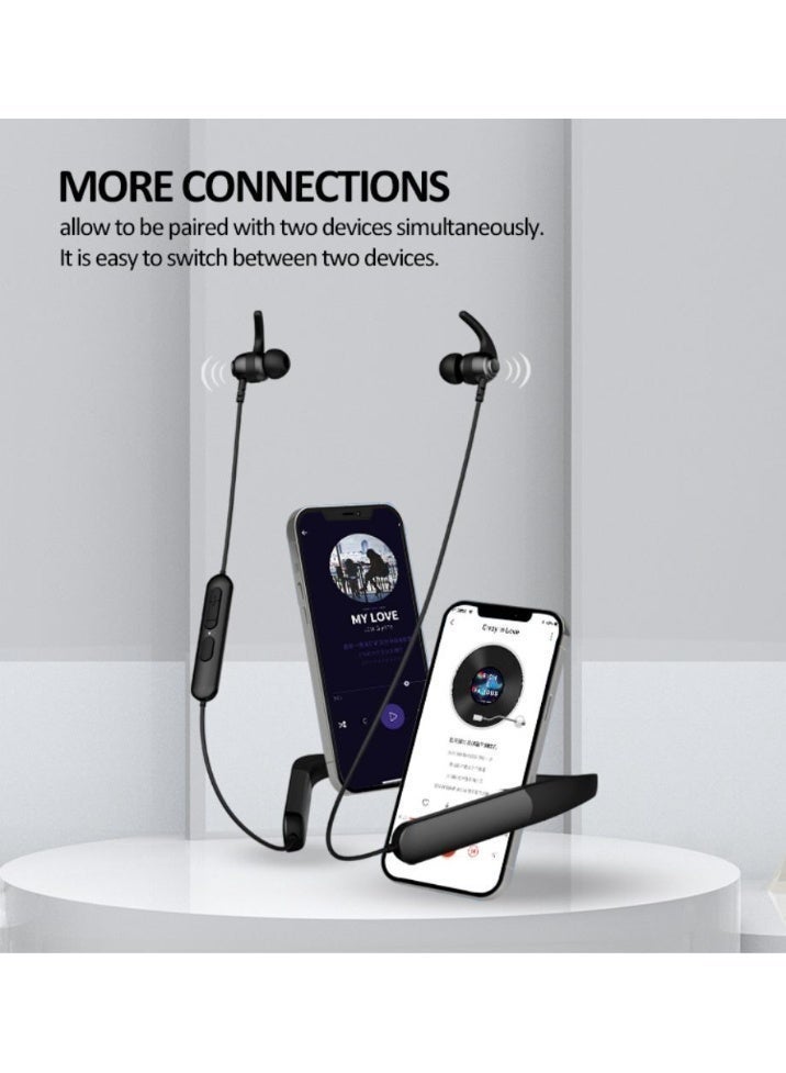 اى او سويت سماعة رقبة iOsuite iFree Pro 2 بلوتوث مع تشغيل حتى 195 ساعة، بلوتوث 5.4، سماعات 10 مم مزدوجة، مكالمات واضحة، مقاومة للماء IPX4، شحن سريع، تصميم خفيف – أسود (BT055PRO) - Image 4