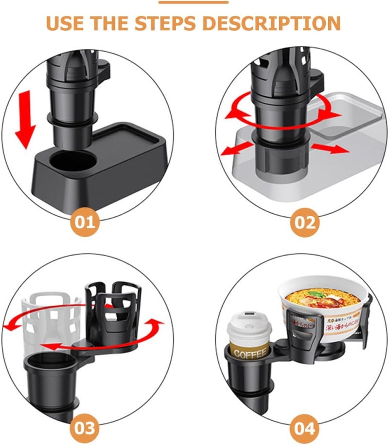 Car Cup Holder Expander Dual Slot Multifunctional Vehicle Mounted Drink Holder with Storage Box Compatible for Travel and Daily Use - Image 3