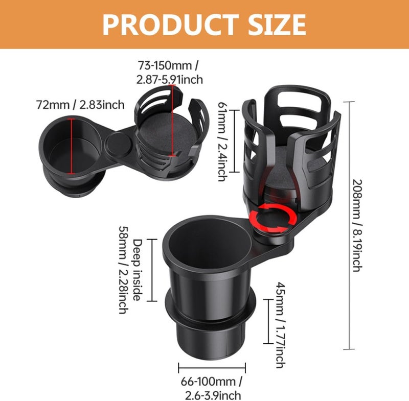 Car Cup Holder Expander Dual Slot Multifunctional Vehicle Mounted Drink Holder with Storage Box Compatible for Travel and Daily Use - Image 2