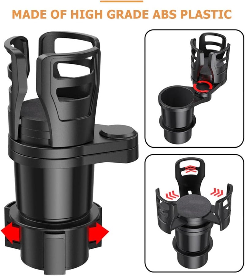Car Cup Holder Expander Dual Slot Multifunctional Vehicle Mounted Drink Holder with Storage Box Compatible for Travel and Daily Use - Image 5