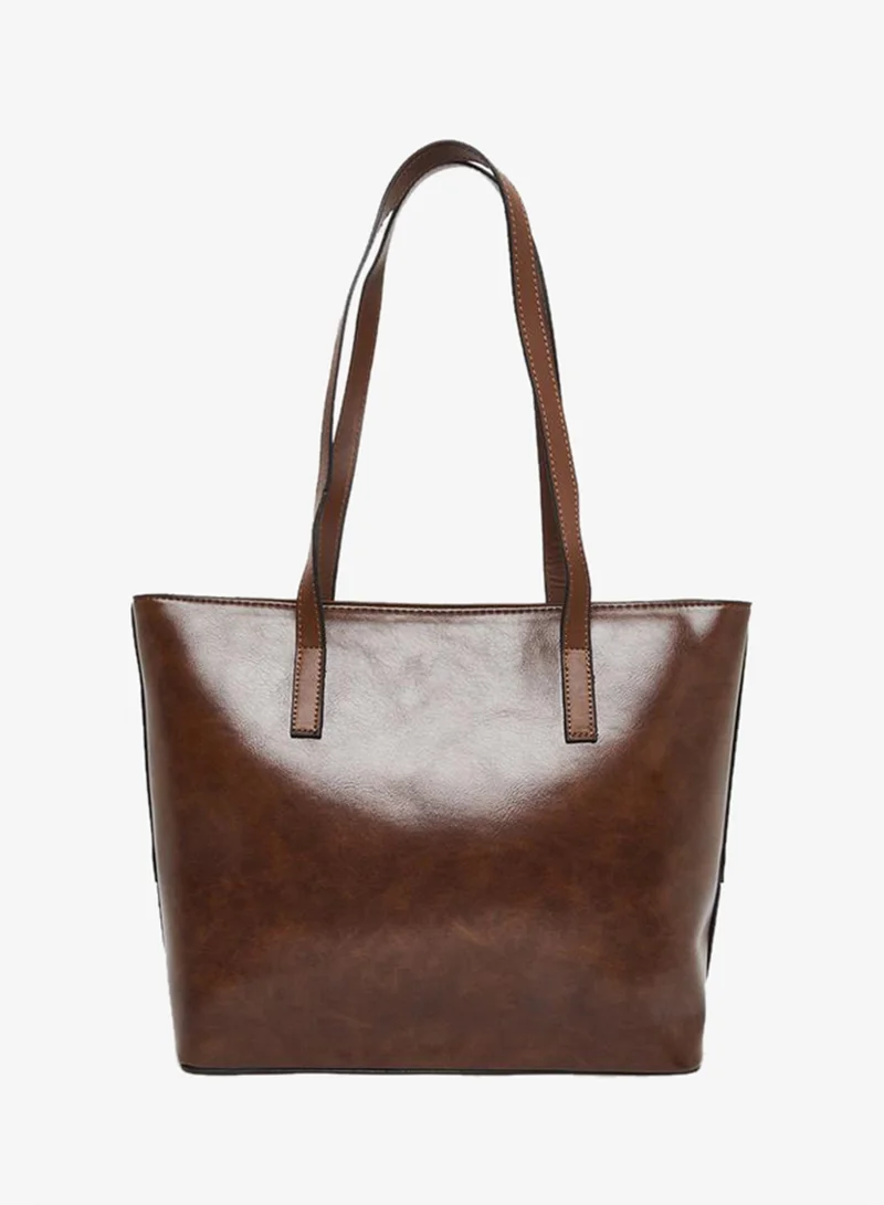 Styli Brown Tri Studs Accent Shoulder Bag