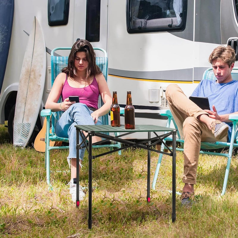 VILLEY Folding Camping Square Table with Carry Bag, Lightweight Aluminum Adjustable Square Table for Outdoor, Camping, Picnic, Backyards, BBQ (L) - Image 2