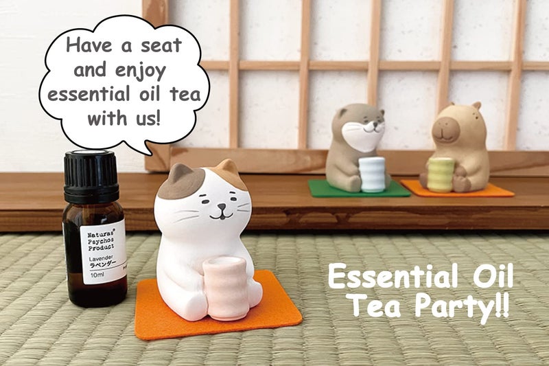 Terra Distribution Stone Diffuser Tea-Drinking Animals [ Designed in Japan] Non Electric Passive Diffuser for Essential Oil and Aromatherapy (Ceramic/Clay) (Tea-Drinking Capybara) - Image 2