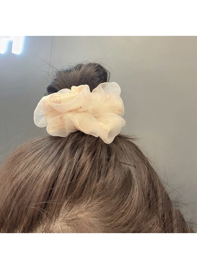 Guqqeuc Daisy Scrunchies Hair Elastics Ties for Women Girls Floral Hair Scrunchies with Daisy Flower Hair Rubber Bands Ponytail Holders for Thick Hair Styling Accessories 4 Pcs - Image 3