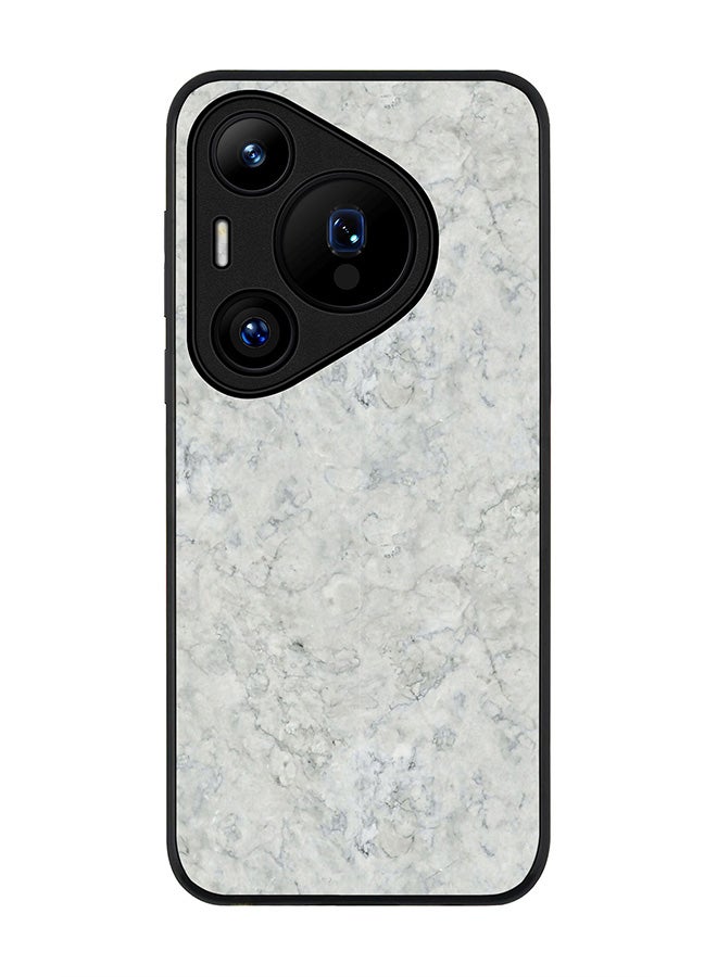 Stylizedd Rugged Black edge case for Huawei Pura 70, Slim fit Soft Case Flexible Rubber Edges Anti Drop TPU Gel Thin Cover -  Marble Texture White - Image 1