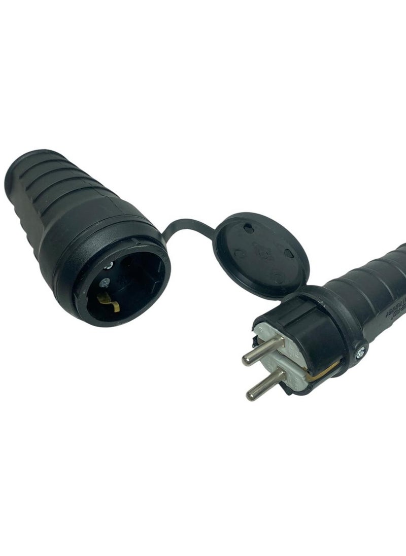 NE-AD A set of male and female plugs, Turkish-made, 16 amps, waterproof, black, made of water-resistant rubber, can withstand all medium loads such as (fan, stove, charger, computer, TV, heater, heater, microwave, water refrigerator:....)  - Image 1