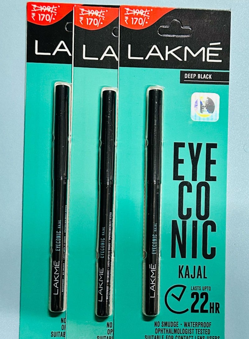 LAKME Pack Of 3 Eyeconic Kajal Black