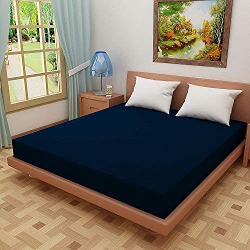 Lithara Terry Cotton Fitted Mattress Protector for Single Bed | Waterproof & Elastic Band | Ultra Soft & Hypoallergenic Mattress Cover | Size : 75 x 36 Inches (6.25 x 3 Feet) | (Navy Blue) - Image 2