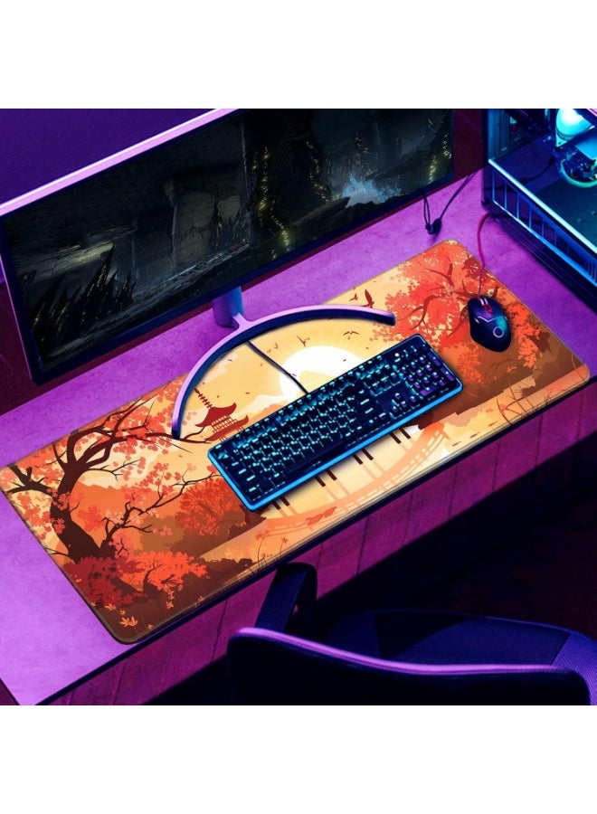 Japanese Cherry Blossom Desk Mat Anime Gaming Mouse Pad 70 x 30 cm Large Desk Pad for Desk Computer Pc Laptop Office Decor, Mouse Keyboard Pad Stitched Edges Non-Slip Rubber Mat Desk Pad - Image 3