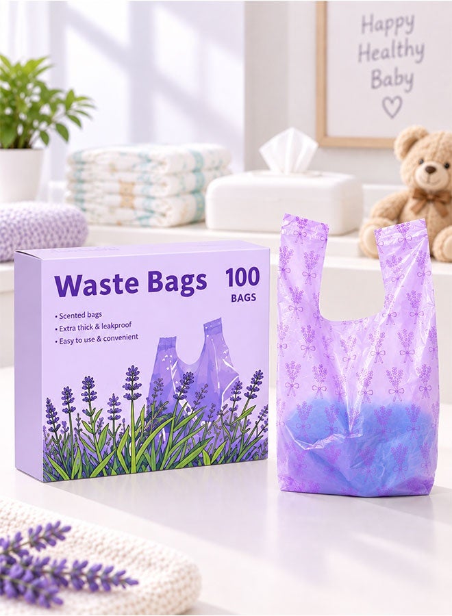 Super ZYouth 100 Bags Disposable Diaper Sacks, Odour Control Baby Nappy Disposal Bags with Easy-Tie Handles, Leak-Resistant Diaper Bags for Collecting Nappies and Rubbish, Home & Travel Use - Image 1