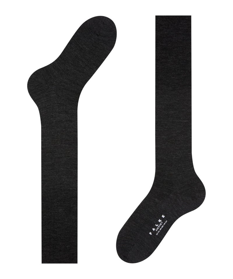 FALKE Men's Airport Knee-High Socks, Breathable, Merino Wool Cotton, Light Formal Socks, Work or Leisure Clothing, Grey (Anthracite Melange 3080), 6.5-7.5, 1 Pair - Image 3