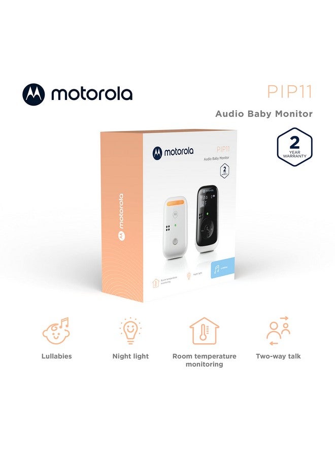Motorola Nursery جهاز مراقبة الأطفال الصوتي Motorola Nursery PIP11، مزود بإضاءة ليلية، ومدى يصل إلى 1000 قدم، وإمكانية التحدث في اتجاهين، وأغاني تهويدة، ووحدة محمولة للآباء (تتضمن بطاريات AAA قابلة لإعادة الشحن) - Image 1