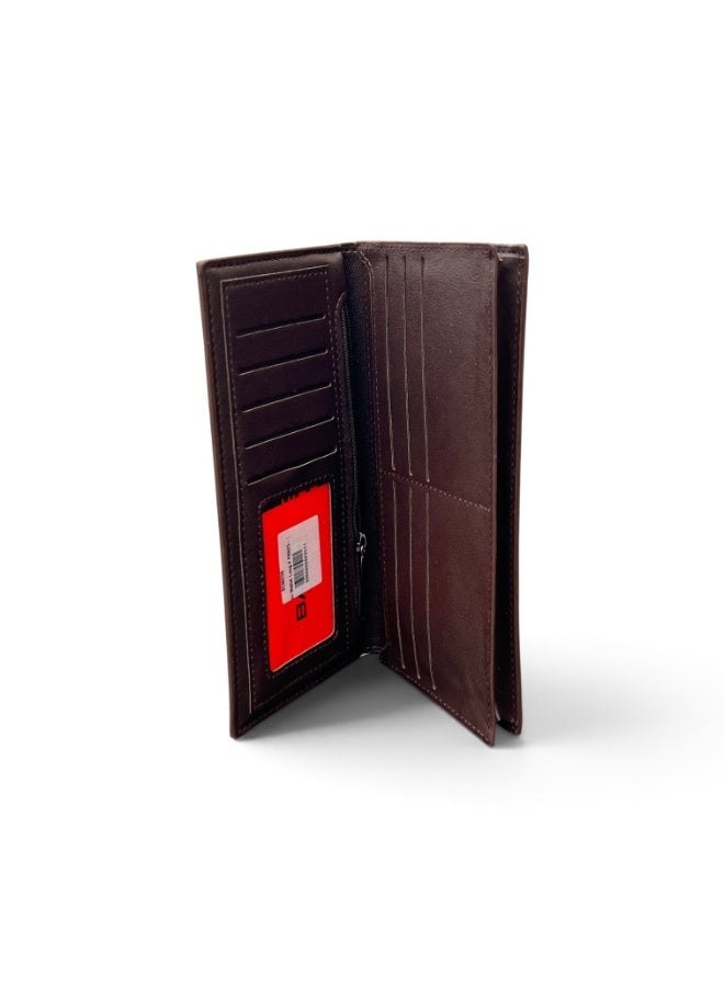Men's Leather Long Wallet, Brown - Image 2