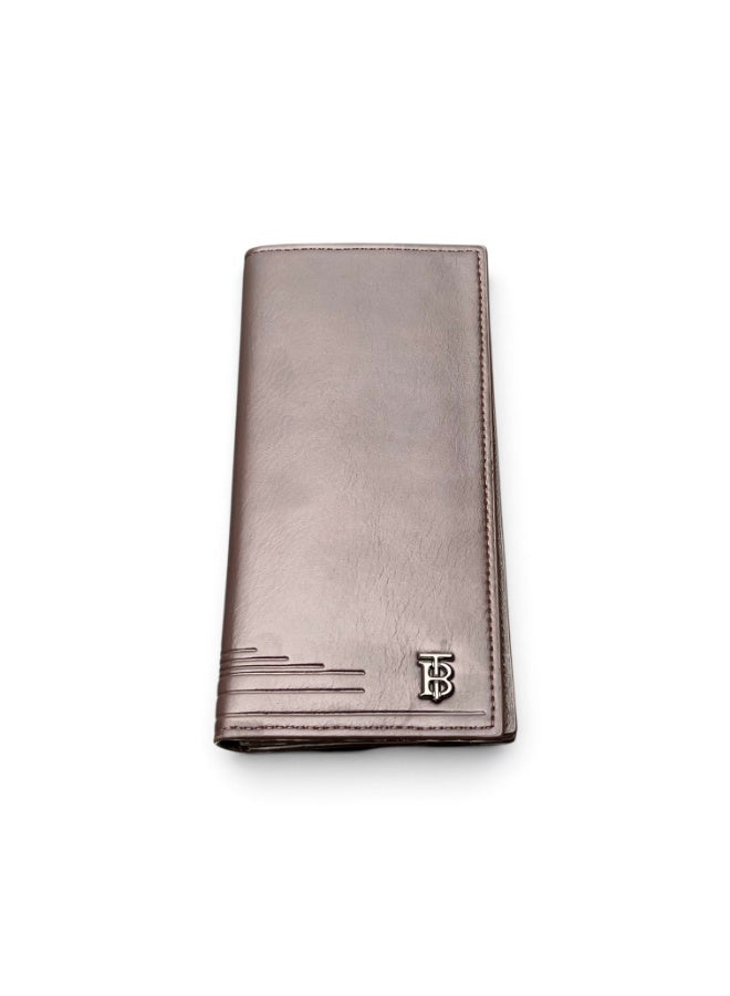 Men's Leather Long Wallet, Brown - Image 1