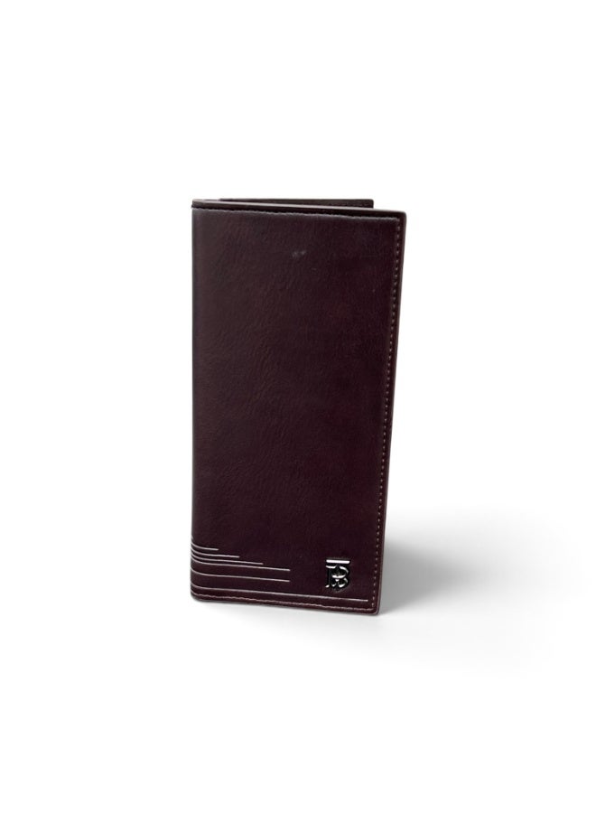 Men's Leather Long Wallet, Brown - Image 3