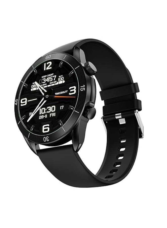 Fire-Boltt Legacy Luxury Round Smart Watch 1.43″ Super AMOLED, Bluetooth Calling, Wireless Charging, Voice Assistant, SPO₂ & Heart Rate Monitor, 110+ Sports Modes, Smart Watch for Men & Women - Black - Image 1