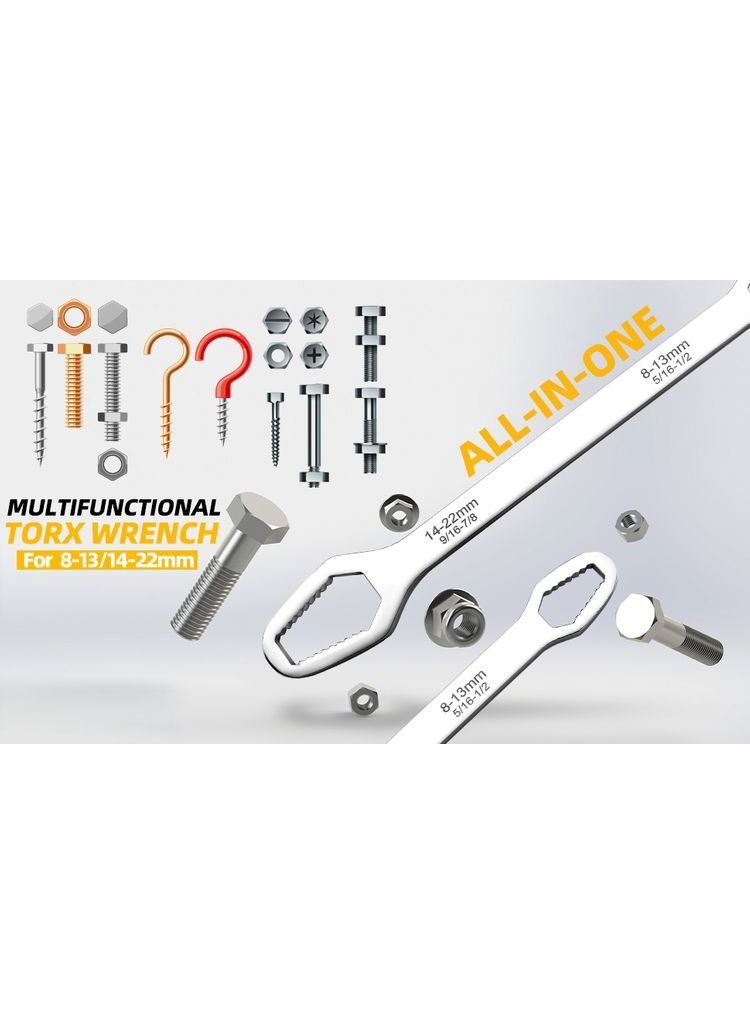 Universal Torx Spanner Key Set Screw Nuts Wrench Repair Double-Ended Wrench,8-22mm Multifunctional Universal Self-Tightening Wrench Adjustable Wrench - Image 2