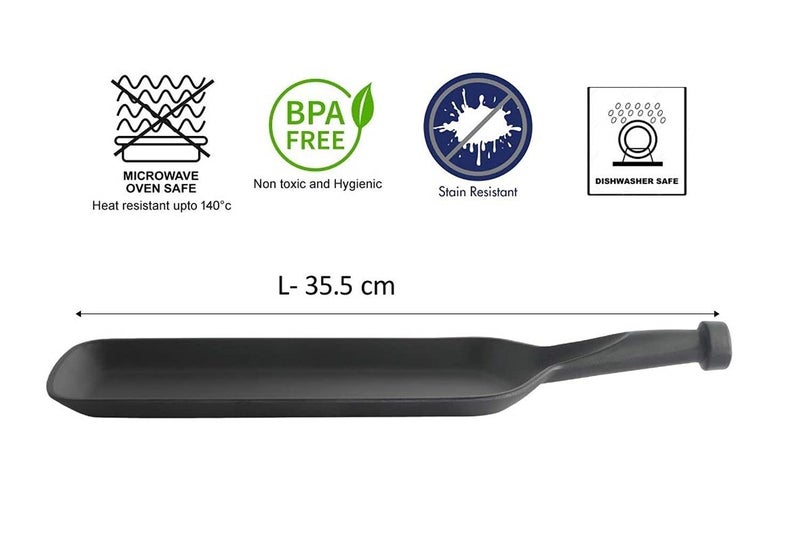 VRCT 2 Melamine Serving Bat Platter + 2 Dip Bowl for French Fries, Momos, Rolls Dessert and Snacks Serving/Tray, Fruit Platter Tray for Parties (Matt Black, Pack of 4) - Image 5