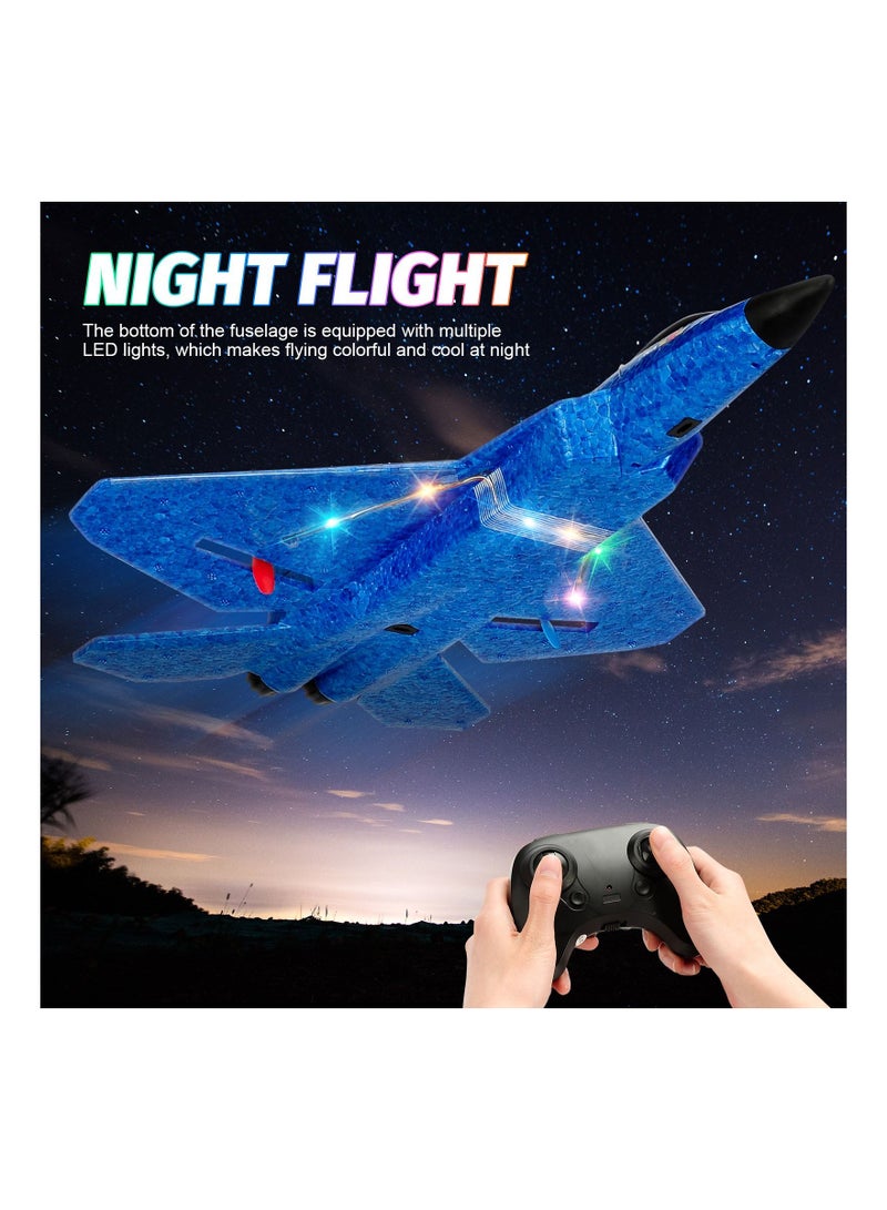 AROAQ RC Airplane F22 Land and Air Remote Control Glider RC Aircraft Jet with LED Lights Foam plane Children toys - Image 2