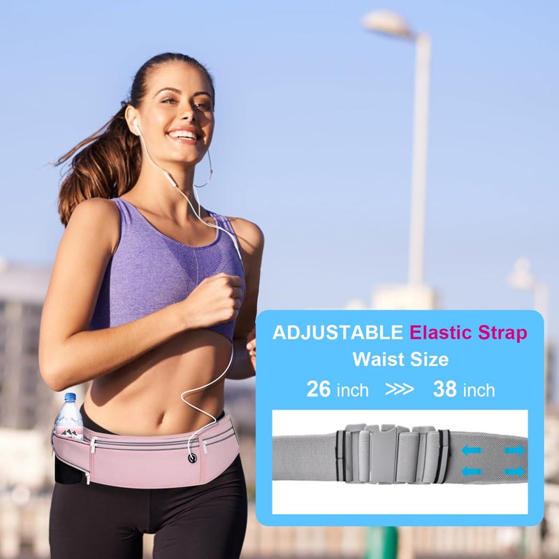 JUCURRI Slim Running Belt for Women Men,Runners Fanny Pack Phone Holder,Money Belt,Running Gear Accessories,with 3 Pockets (Jet Pink) - Image 4
