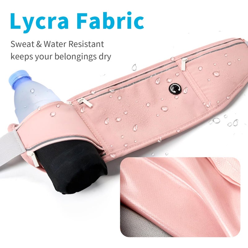 JUCURRI Slim Running Belt for Women Men,Runners Fanny Pack Phone Holder,Money Belt,Running Gear Accessories,with 3 Pockets (Jet Pink) - Image 5