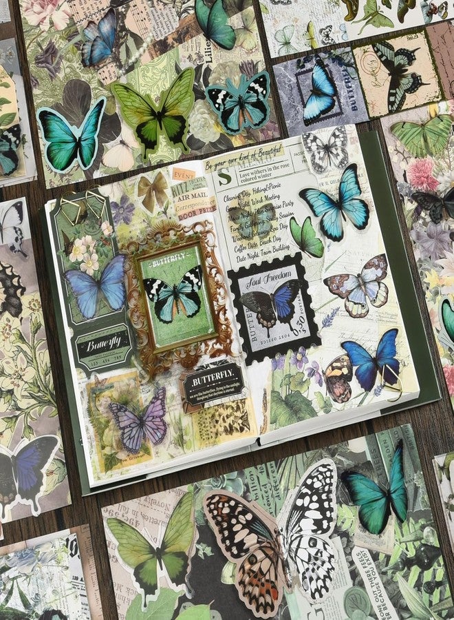 PATEL HUB Vintage Scrapbooking & Journaling Kit – Aesthetic DIY Craft Set with Stickers, Decorative Paper, Collage Supplies for Scrapbook, Planner, Photo Album & Art Projects (Butterfly Green) - Image 4