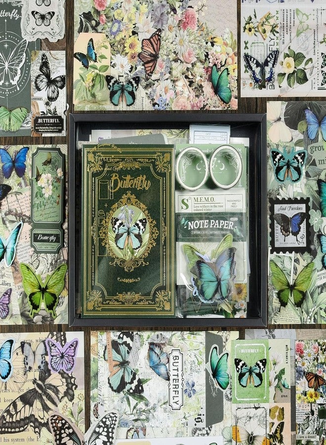 PATEL HUB Vintage Scrapbooking & Journaling Kit – Aesthetic DIY Craft Set with Stickers, Decorative Paper, Collage Supplies for Scrapbook, Planner, Photo Album & Art Projects (Butterfly Green) - Image 5