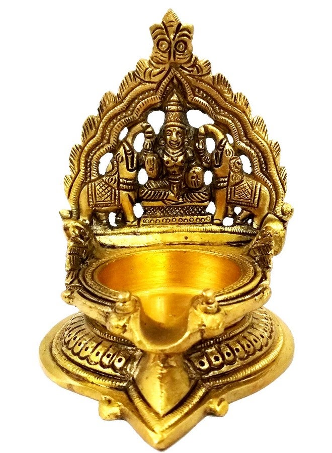 Purpledip Brass Kamatchi Vilakku: Ashta-Lakshmi Oil Lamp Diya For Wealth And Prosperity (11752) - Image 1