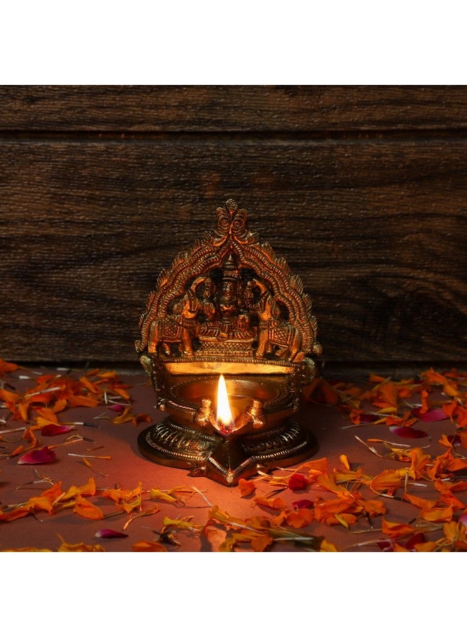 Purpledip Brass Kamatchi Vilakku: Ashta-Lakshmi Oil Lamp Diya For Wealth And Prosperity (11752) - Image 2