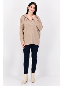 Aerie Women Hooded Textured Sweater, Taupe  - Image 4