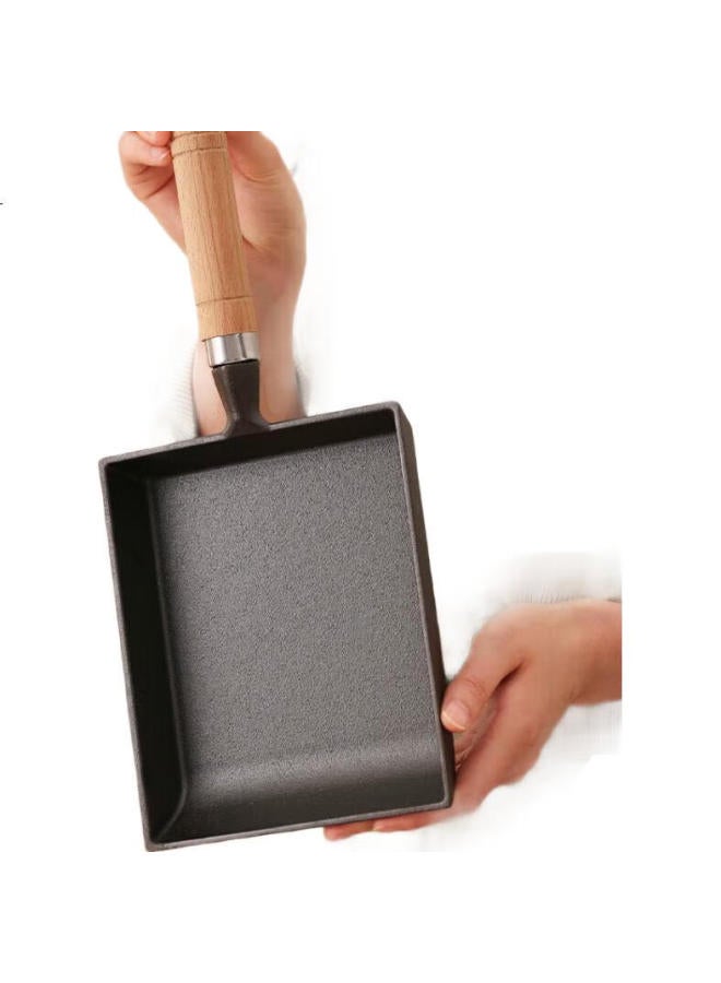 Telssida Cast Iron Tamagoyaki Pan, Egg Roll Square Flat Bottom Pan, Non-Stick Mini Fried Egg Pan, Uncoated Frying Pan - Image 3