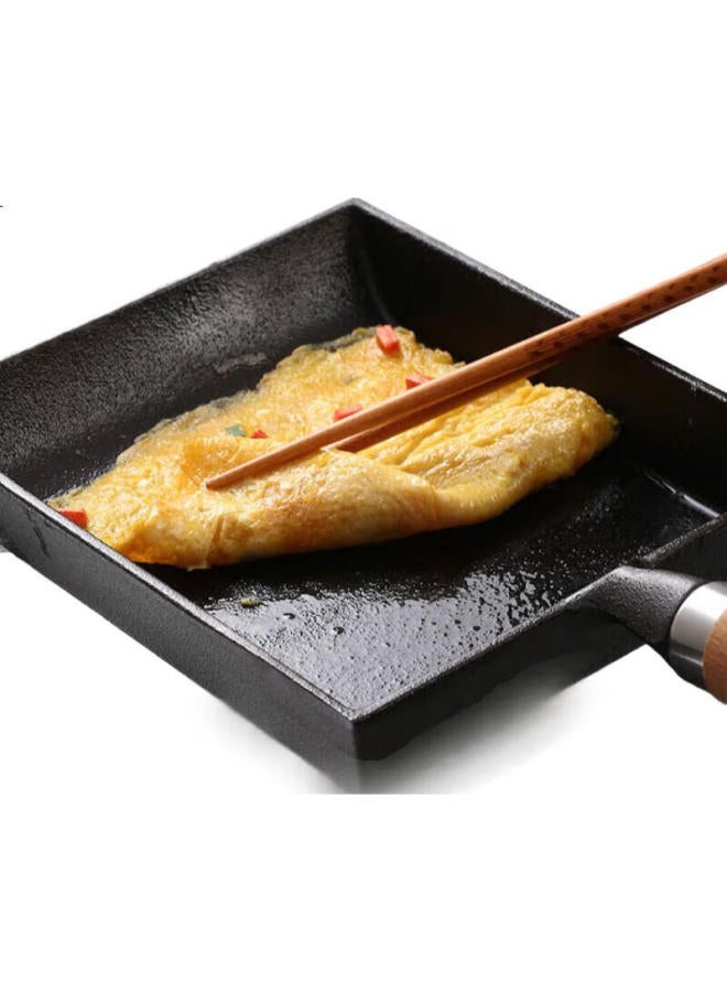 Telssida Cast Iron Tamagoyaki Pan, Egg Roll Square Flat Bottom Pan, Non-Stick Mini Fried Egg Pan, Uncoated Frying Pan - Image 2