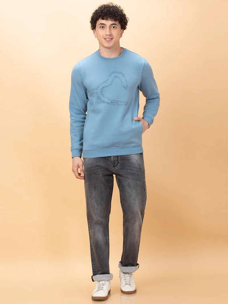 بيينغ هيومان Being Human Chambray Blue Regular Fit Sweatshirt For Men