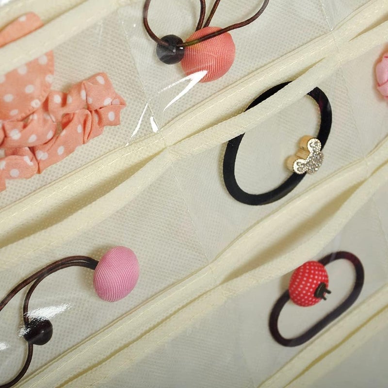 Bloss Hanging Jewelry Organizer 80 Pockets Hanging Double-Side Jewel Hanger For Jewelry Earring Storage, Jewelry Organizers and Storage for Wall, Door, Travel-Beige - Image 5