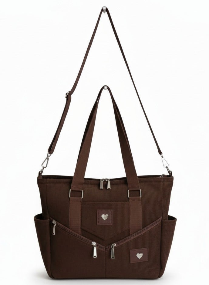 Velvet Crossbody & Handbag – Corduroy Texture with 3 Zipper Pockets for Women & Girls - Image 1