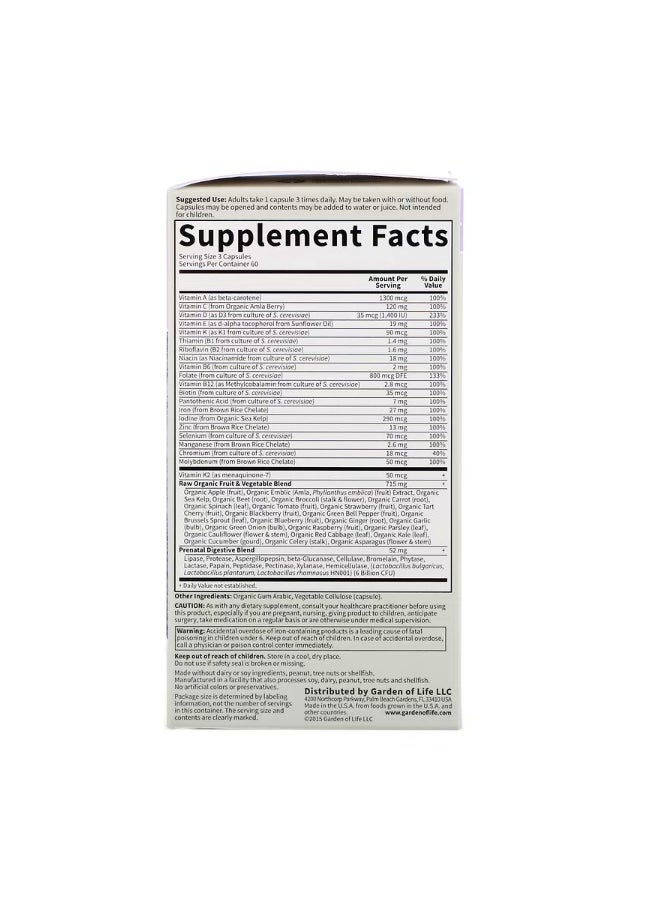 Garden of Life Vitamin Code RAW Prenatal 180 Vegetarian Capsules  - Image 2