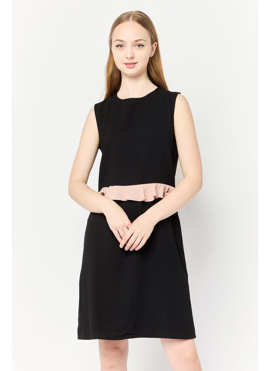 Harmont & Blaine Women Plain Mini Dress, Black  - Image 1
