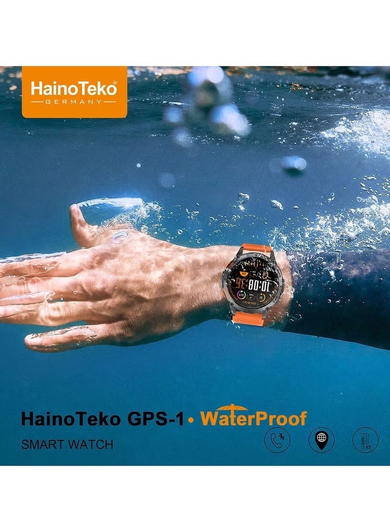 Haino Teko GPS-1 AMOLED Display Smartwatch for Men with Built-in GPS, Waterproof Design, 3 Straps & Charging Cable – Fitness & Sports Tracker Watch - Image 5