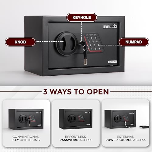 IBELL TOOLS IBELL SL-20B Locker Box For Money, Jewellery, Electronic Safe Locker for Home & Office –Digital Lock with Password and Emergency Key, 200H x 310W x 200D mm, 4.19kg, 12 Months Warranty (Net-8.5L) - Image 4