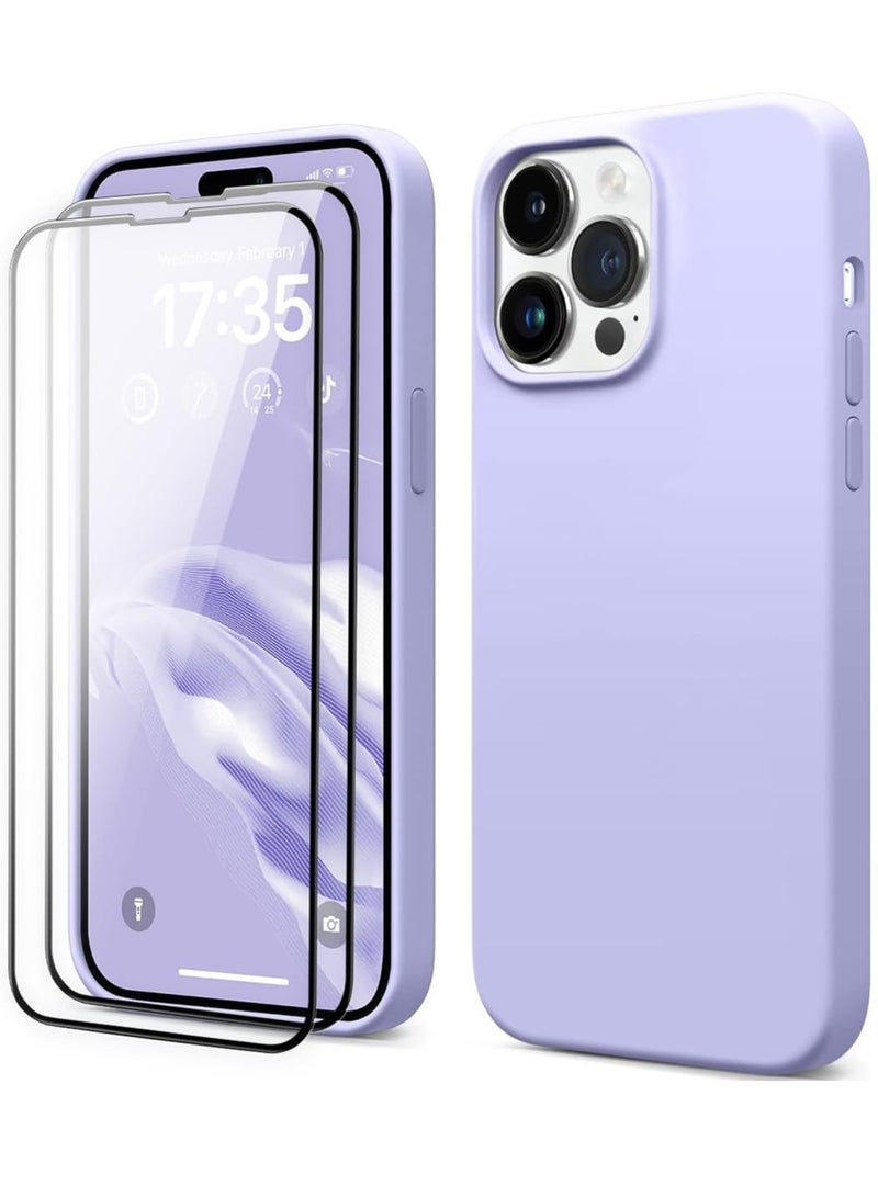 ELTRAZONE [3-in-1] iPhone 15 Plus Case Bundle – Purple Premium Liquid Silicone Shockproof Cover with 9H Tempered Glass Screen Protector - Image 1