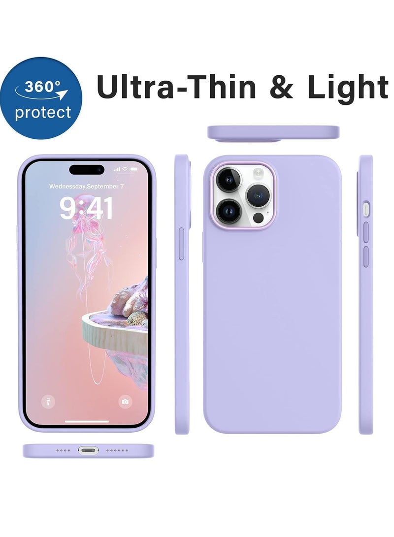 ELTRAZONE [3-in-1] iPhone 15 Plus Case Bundle – Purple Premium Liquid Silicone Shockproof Cover with 9H Tempered Glass Screen Protector - Image 2