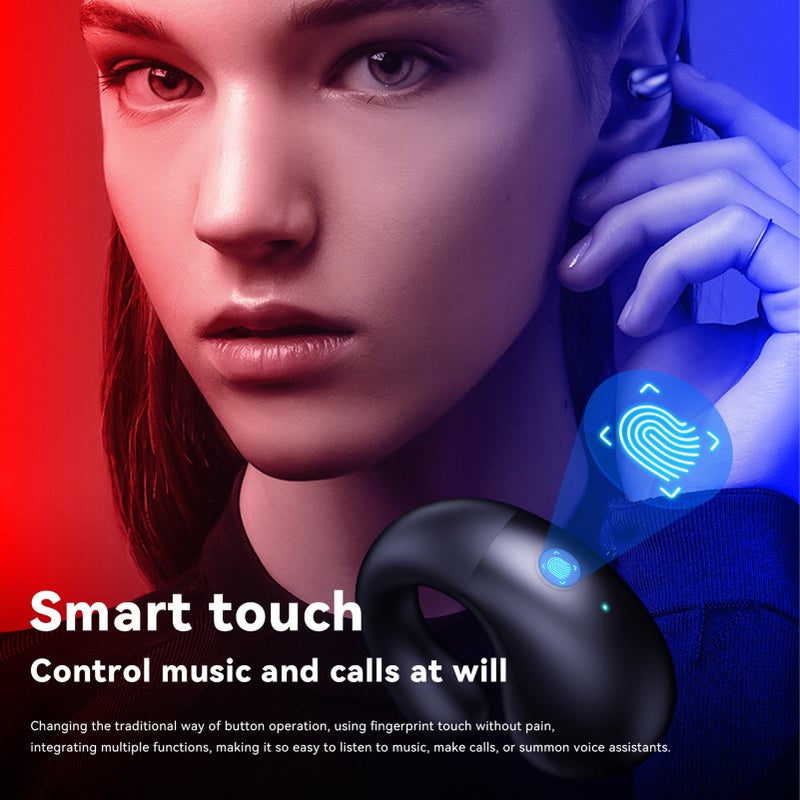 سماعات أذن لاسلكية: أبيض وآزر، تصميم مريح لا يدخل في الأذن، خفيفة جدًا 5 جرام، بلوتوث 5.3 - نقل صوت موجه Pulse DT3.0، سماعات بلوتوث مع تقليل ضوضاء ENC للاستخدام اليومي وال مكالمات الواضحة - Image 2