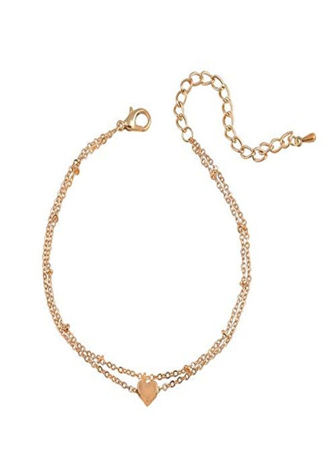 fabula by OOMPH Jewellery Delicate Multi Layered Gold Tone Heart Fashion Anklet for Women & Girls (ASN4R2)(Single Piece) - Image 3