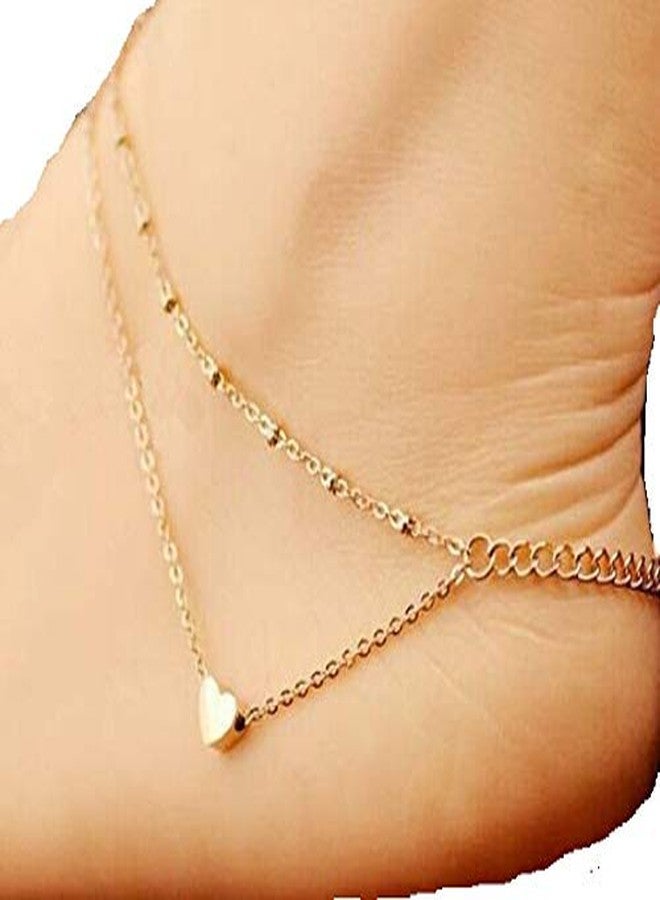 fabula by OOMPH Jewellery Delicate Multi Layered Gold Tone Heart Fashion Anklet for Women & Girls (ASN4R2)(Single Piece) - Image 4