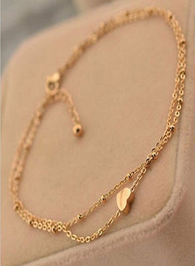 fabula by OOMPH Jewellery Delicate Multi Layered Gold Tone Heart Fashion Anklet for Women & Girls (ASN4R2)(Single Piece) - Image 5