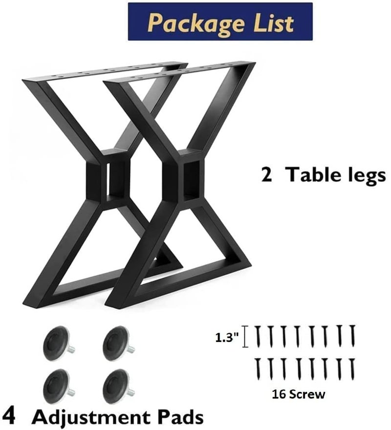 Cartvilla Cartvilla Table Legs Pack of 2 Metal Desk Legs 28 Height 24 Wide Black Cast Iron Dining Table Legs DIY Heavy Duty Industrial Bench Legs Coffee Table Legs 28 E_Square Triangle only Legs - Image 3