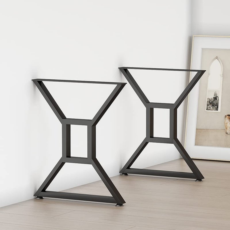 Cartvilla Cartvilla Table Legs Pack of 2 Metal Desk Legs 28 Height 24 Wide Black Cast Iron Dining Table Legs DIY Heavy Duty Industrial Bench Legs Coffee Table Legs 28 E_Square Triangle only Legs - Image 2
