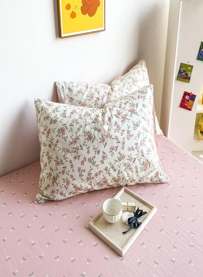 BuLuTu Pink Floral Duvet Cover Queen 100% Cotton Duvet Covers Set Full Size Women Teen Girls Apricot Blossom Pink Flowers Reversible Twin Comforter Cover Garden Style Bedding Set,Zipper,Easy Care - Image 5