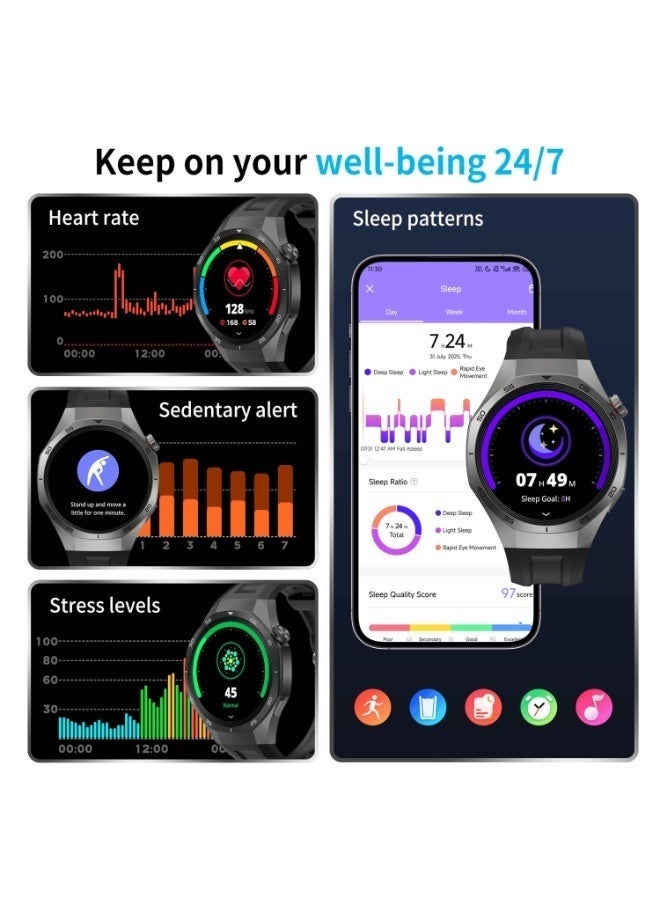 GTR5 Smartwatch with 1.43 Inch AMOLED Display, 3ATM Water Resistance, Advanced Heart Rate and Sleep Monitoring, Comprehensive Fitness Activity Tracking, Smart Notifications Support, Magnetic Fast Charging System, Extended Battery Life, and Elegant Unisex Design in Silver Finish - Image 4